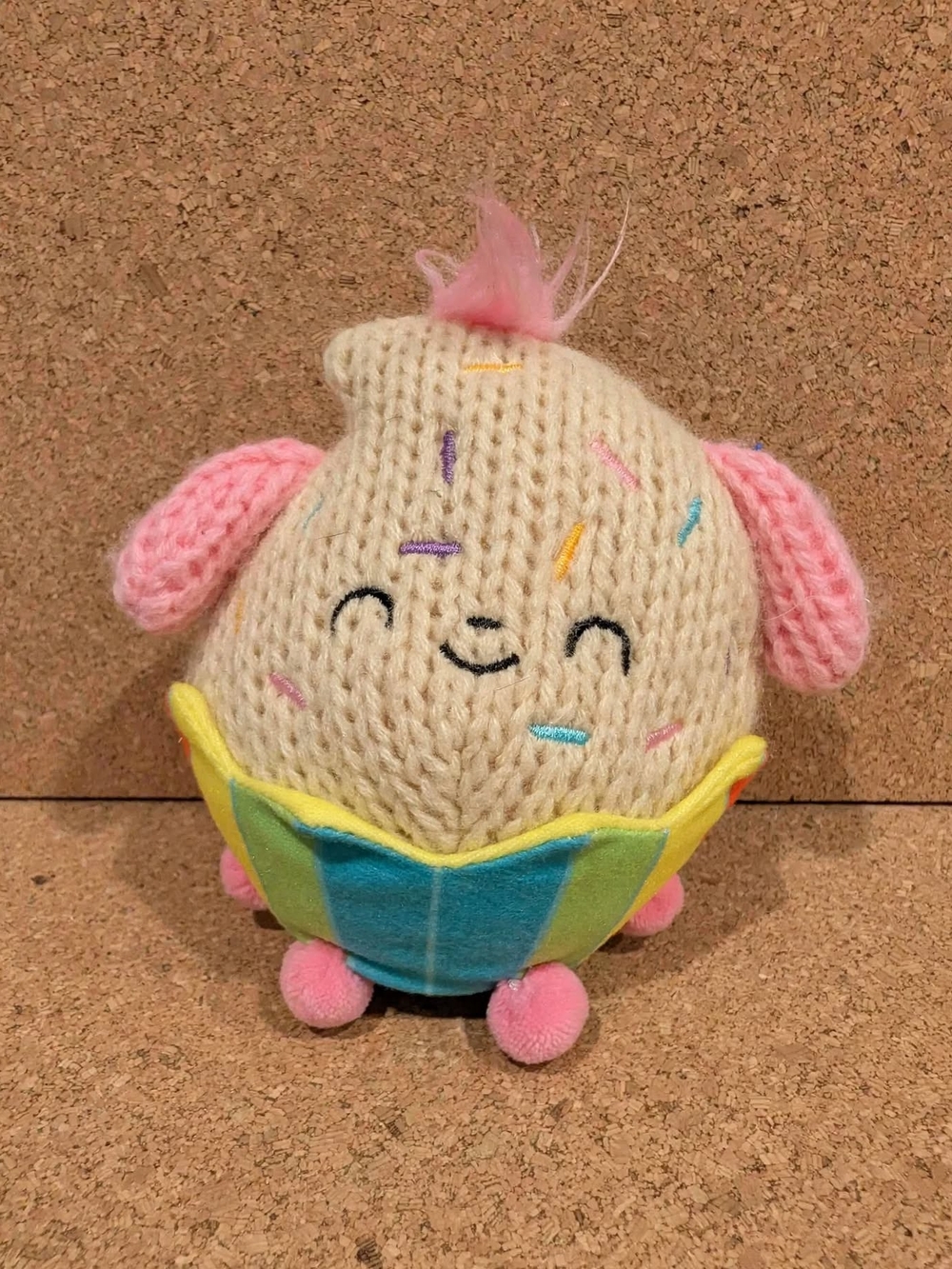 Knit Sprinkles Cupcake Plush Toy - Pink & Cream